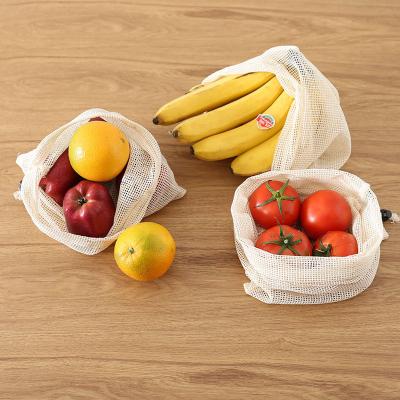 China Customized Clear Organic Cotton Reusable Mesh Produce Pouch Bag Of Promotional Eco Friendly Foldable Drawstring for sale