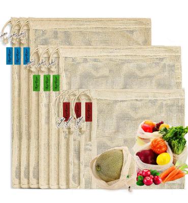 China Grocery Reusable Muslin Reusable Organic Cotton Mesh Bag 100 Washable Bulk Wholesale for sale