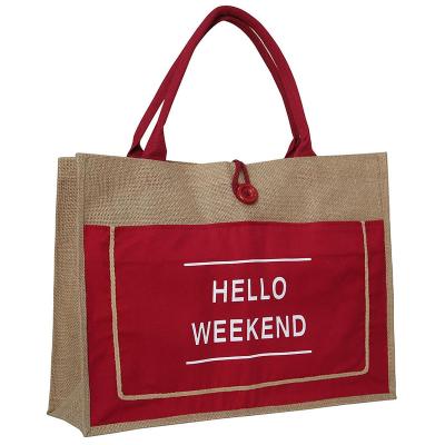 China Waterproof Reusable Grocery Handle Portable Packaging Jute Shopping Tote Bags Wholesale for sale