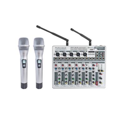 China PRO 48V Phantom Power USB Mini Mixers Built-in 7CH Audio Mixer Audio Mixer With 2PCS Wireless Microphone for sale