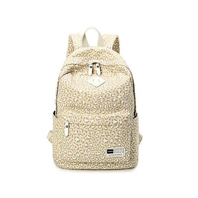 China Wholesale New Design Large Capacity Canvas Leopard School Bag High-grade Student Backpack School Bag for sale