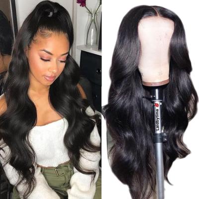 China Libertine Curl 30 32 Inch 150% Density 13*4 Body Wave Lace Front Brazilian Natural Human Hair Transparent Wigs For Black Women for sale