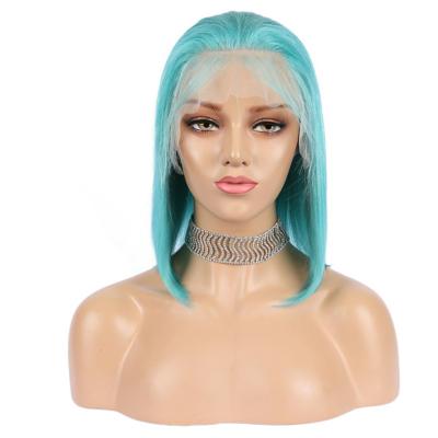 China Short Bob Hair Lace Wigs Bob Color Hair Brazilian Virgin Remy Lace Front Human Straight Short Bob Wig Cheap Lake Blue for sale