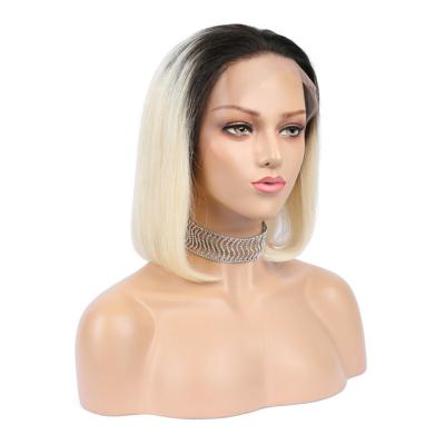 China Short Bob Hair Lace Wigs Bob Color Hair Brazilian Virgin Remy Lace Front Human Straight Short Bob Wig Cheap 1B-613 for sale