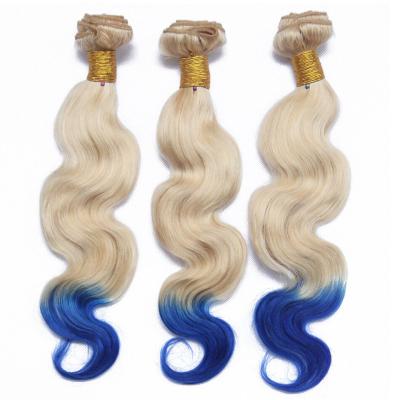 China Brazilian Remy Hair, Brazilian Body Wave 613-Blue Ombre Color Virgin Hair Bundles, Grade 10a Body Wave 613-Blue Ombre Color Bundles for sale