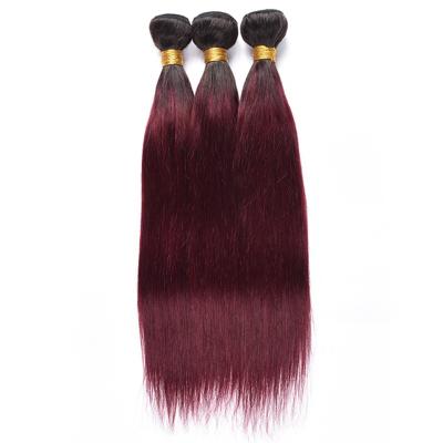 China Brazilian Straight Remy Hair, 1B/99J Ombre Color Brazilian Straight Virgin Hair Blonde Bundles, Grade 10a Ombre 1B/99J Color Bundles for sale