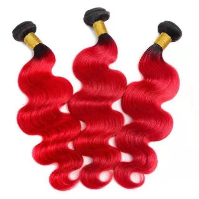 China Brazilian Remy Hair, Brazilian Blonde Body Wave 1B/Red Ombre Color Virgin Hair Bundles, Grade 10a Body Wave 1B/Red Ombre Color Bundles for sale