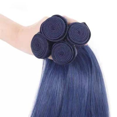 China Cute Hair Blue Human Hair 10a Grade Cuticle Straight Hair Straight Blue Raw Brazilian Remy Hair Bundles for sale