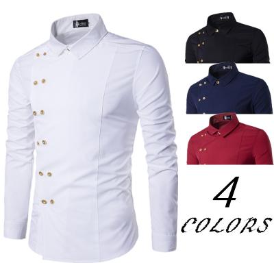 China Wholesale Amazon Hot Sale Men's Long Sleeve Cotton Hemp Spring Anti-pilling Cotton 100%Brushed Fashion Comfy Slim Solid Collar Shirt for sale