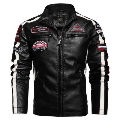 China New Motorcycle Waterproof Jacket For Men In 2020 Fall/Winter Fashion Aviator Jacket In Winter Velvet Embroidered Pu Leather Casual Jacke for sale