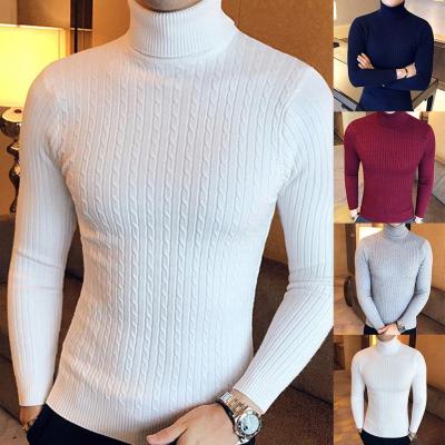 China Anti-wrinkle men's casual turtle neck solid color winter long sleeve twist knitted pullover men's knitted sweaters slim sweater men's sweaters for sale