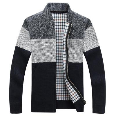 China Multicolor Zipper Casual Long Sleeve Anti-wrinkle Men's Cardigan Knitted Sweater Jaqurd Design Wool Sweaters for sale