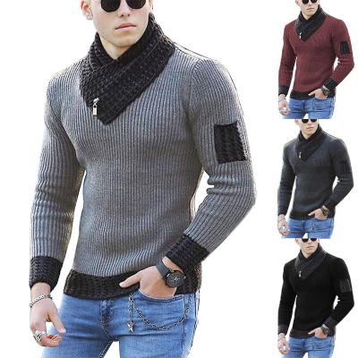 China Cotton Round Neck Anti-Wrinkle Blue Men's Cardigan Turtle Neck Sweater Men's Jaqurd Design Wool Sweaters for sale