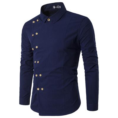 China OEM New Anti-pilling Long Sleeve Mens Cross Shirts Men Dress Placket Diagonal Cross Cardigan for sale