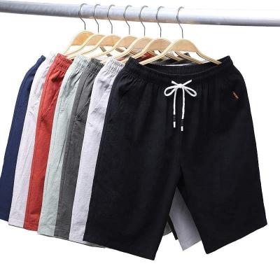 China QUICK DRY Men's Shorts Casual Canvas Five Point Cotton And Casual Canvas Beach Pants Mid Waist Trousers For Men for sale