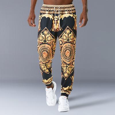 China Breathable British Style Men's Big Beach Pants Retro Street Hip Hop Printed Casual Sports Pants for sale