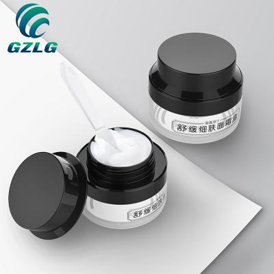 China Gzlg Luxury Round Plastic Cream Jar Containers Eco-friendly Cosmetic Acrylic Empty Jar Skin Care With Black Lid for sale