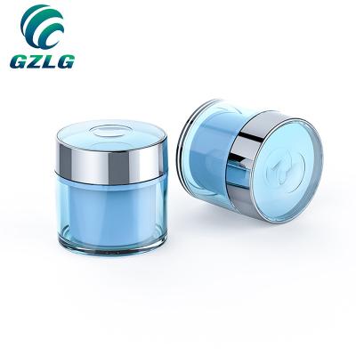 China Eco-friendly custom plastic for jarblue unique cream jar cream jar frosted cylinder jar cosmetic skin cream for sale