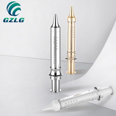 China 15mm Lotion Pump Plastic Cosmetic Airless Syringe Shaped Injection Crimp Non Refillable Customized Pump For Eye Cream Lotion Gel Serum for sale