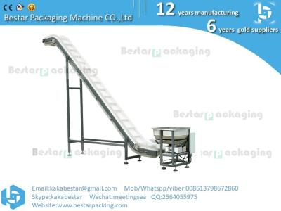 China Stainless steel elevator, food grade PP hopper for sale