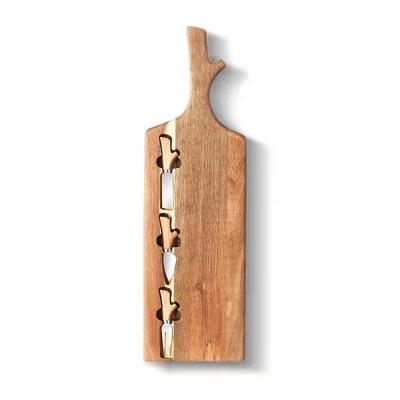 China Sustainable Wooden Cheese Board Set Cheese Knife Cheese Cutting Dish Wooden Household Breakfast Bread Cutting Board for sale