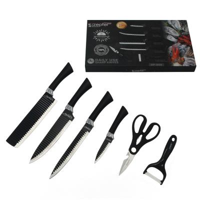 China Kitchen Knives OEM /ODM Stainless Steel Knife Set 6pcs Gift Box Viable Colorful Coating Packing Knives for sale