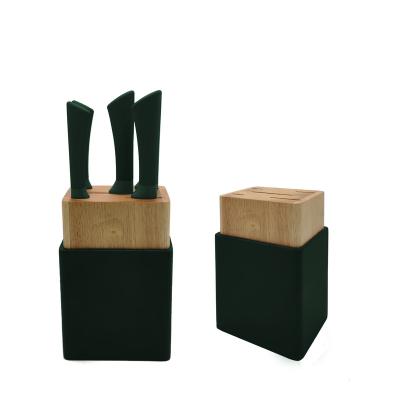 China Sustainable 5Pcs Stainless Steel Kitchen Knife Set With Wooden Block Holder for sale