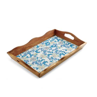 China Wooden Food Tray With Handle Serving Bamboo Rectangle Eco-Friendly Custom Made Simple Large for sale