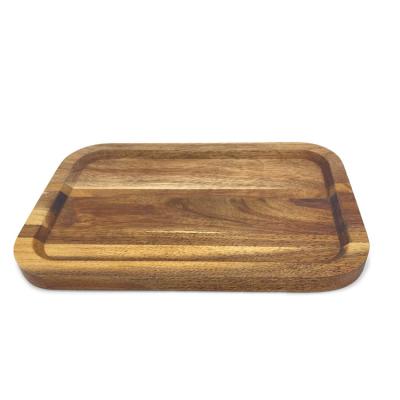 China Restaurants Acacia Mangium Food Bowl Display Trays Rectangular Wooden Food Tray for sale