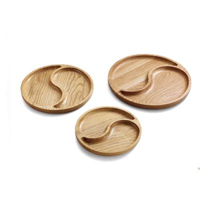 China Simple Amazon Most Popular Wooden Round Dinner Dessert Dish Dried Fruit Serving Tray for sale