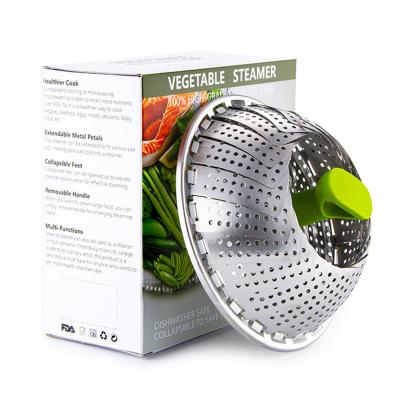 China Durable Adjustable 9 Inch Stainless Steel Folding Steamer With Diameter Of 24cm Retractable Steamer Rack for sale