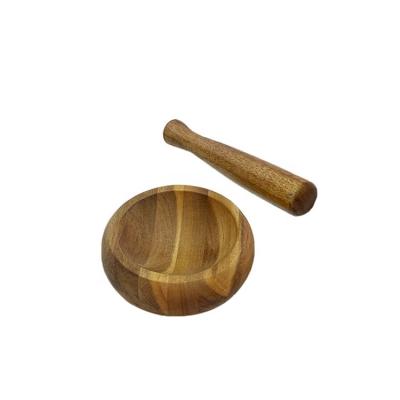 China Excellent Sustainable Customizable Kitchen Use Wooden Mortar And Pestle Pepper And Spice Grinder for sale