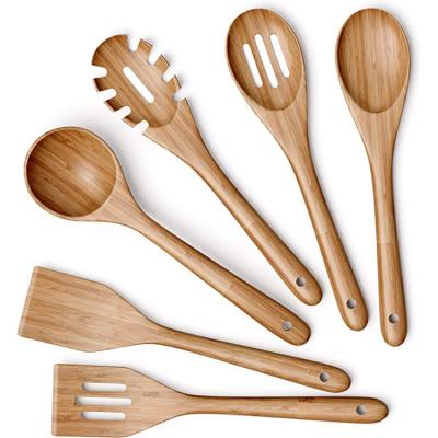 China Sustainable Kitchen Non-Stick Bamboo Wooden Cookware Set Spatula Pocket Turner Pasta Server for sale