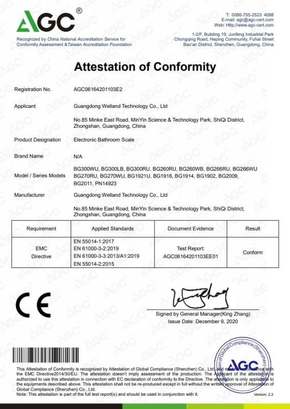 CE - Guangdong Welland Technology Co., Ltd.