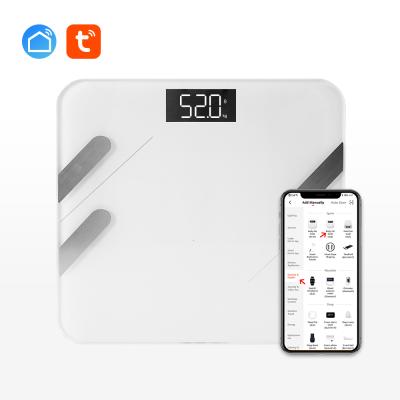 China TUYA Tempered Glass Smart Home System Digital Body Fat Scale Weighing Personal Fat Measurement Electronic Body Fat Scale for sale