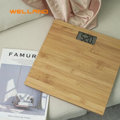 China Weighing Digital Body Weight Bamboo Bathroom Scale With Tempered Glass Easy Read Weight Scale for sale