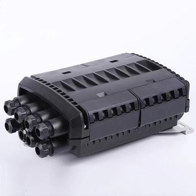 China IP68 Fiber Nap Box 288 CORE 8 PORTS PP+GF Fiber Box Black Joint Closure for sale