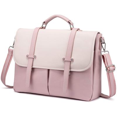 China PU Bag 15.6 Inch Large Capacity Business Notebook Bag Leather Women Waterproof Messenger Computer Tote Laptop Shoulder Case for sale