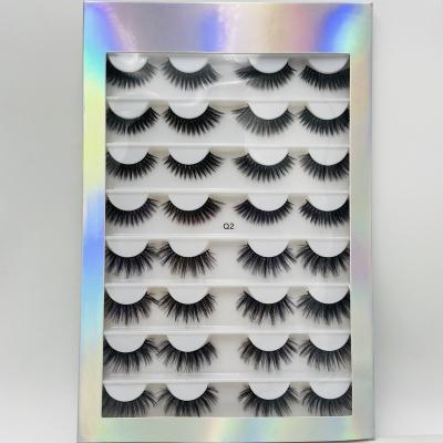 China Reusable Mink Eyelashes 3d 5d False Mink Hair Eyelashes 16 Pairs Natural Lashbook and Holographic Box for sale