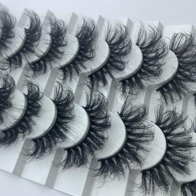 China Private Label Crisscross Lashes Factory Price Super Curly False Mink Lashes 8 Pairs/Tray 25mm Long for sale