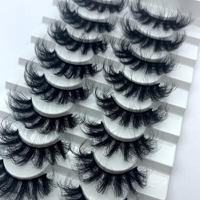 China 8 Pairs Hot Crisscross False Mink 3d Eyelashes Lashes Fluffy False Mink Eyelashes Custom Seller Package 25mm for sale