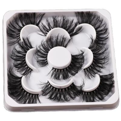 China Winged 5 pairs natural fluffy eyelashes 3d 5d 6d silk whips faux 3d mink eyelashes vegan eyelashes for sale