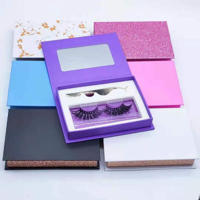 China With Mirror And Tweezers Eyelash Kit Toolkit 25mm Wick Case Pink White Black Empty Eyelash Box With Tweezers And Mirror for sale