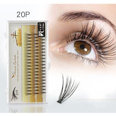 China Natural 20D 0.07mm Easy Graft Pre Made Volume Russian Fans Individual False Eyelash Extension Heat Metallic Group Eye Lashes for sale