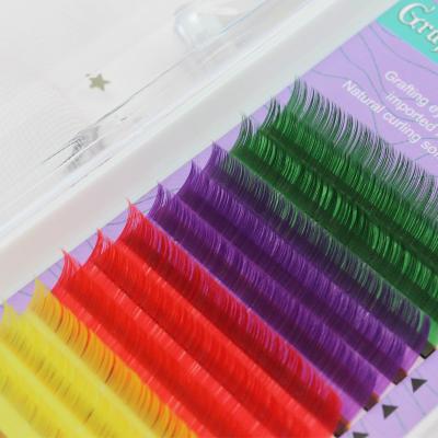 China Natural Private Label Mixed Rainbow 8mm - 15mm Colored Trays 0.07 By Volume Eyelash Extensions for sale