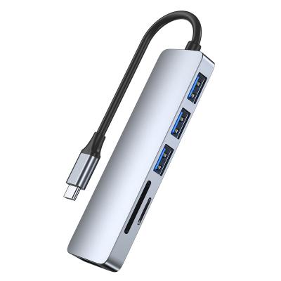 China Laptop PC Professional Customizable Interface Six In One USB3.0*1+2.0*2+SD+TF Expansion Dock for sale