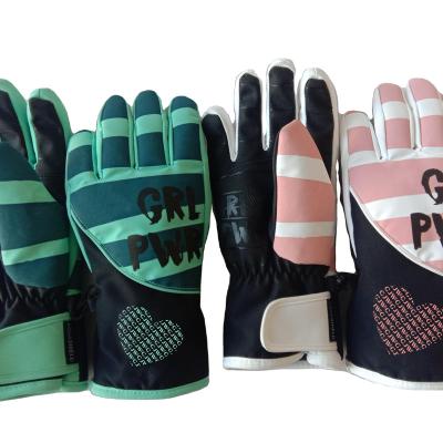 China Abundant Outdoor Sport Supply Goods Black/Winter Pink Leather Light Heating Ski Gloves for sale