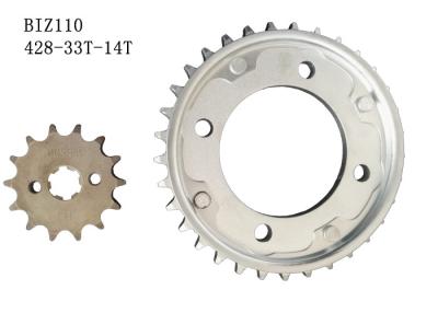 China BIZ110 Motorcycle Chain And Sprocket Kit 33t-14t Metal Material Longer Usage Time for sale