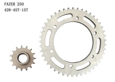 China FAZER250 Motorcycle Sprocket Chain Kit 45T-15T Chrome Plating Surface Treatment for sale