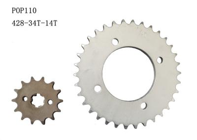 China 34T - 14T Motorcycle Sprocket Chain 1045 Material With Good Structural Durabilities for sale